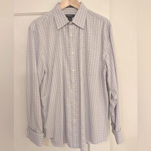 Perry Ellis Portfolio mens dress shirt, size large, light purple check pattern